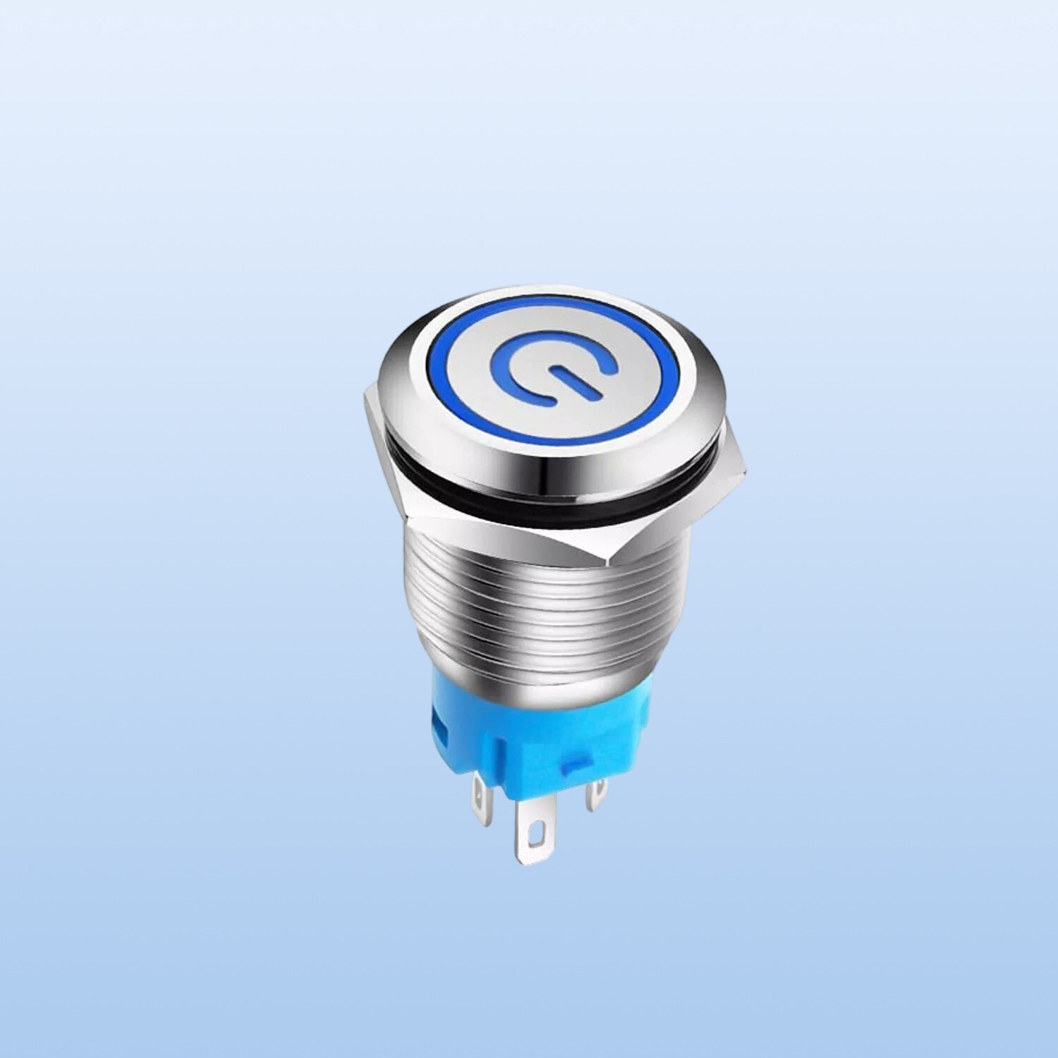 Latching Push Button Power Switch 16mm 12V LED ON OFF Waterproof Stainless Steel
