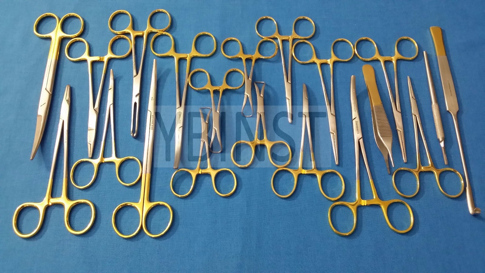 SET OF 20 PCS GOLD HANDLE T/C FELINE SPAY PACK SURGICAL INSTRUMENTS KIT