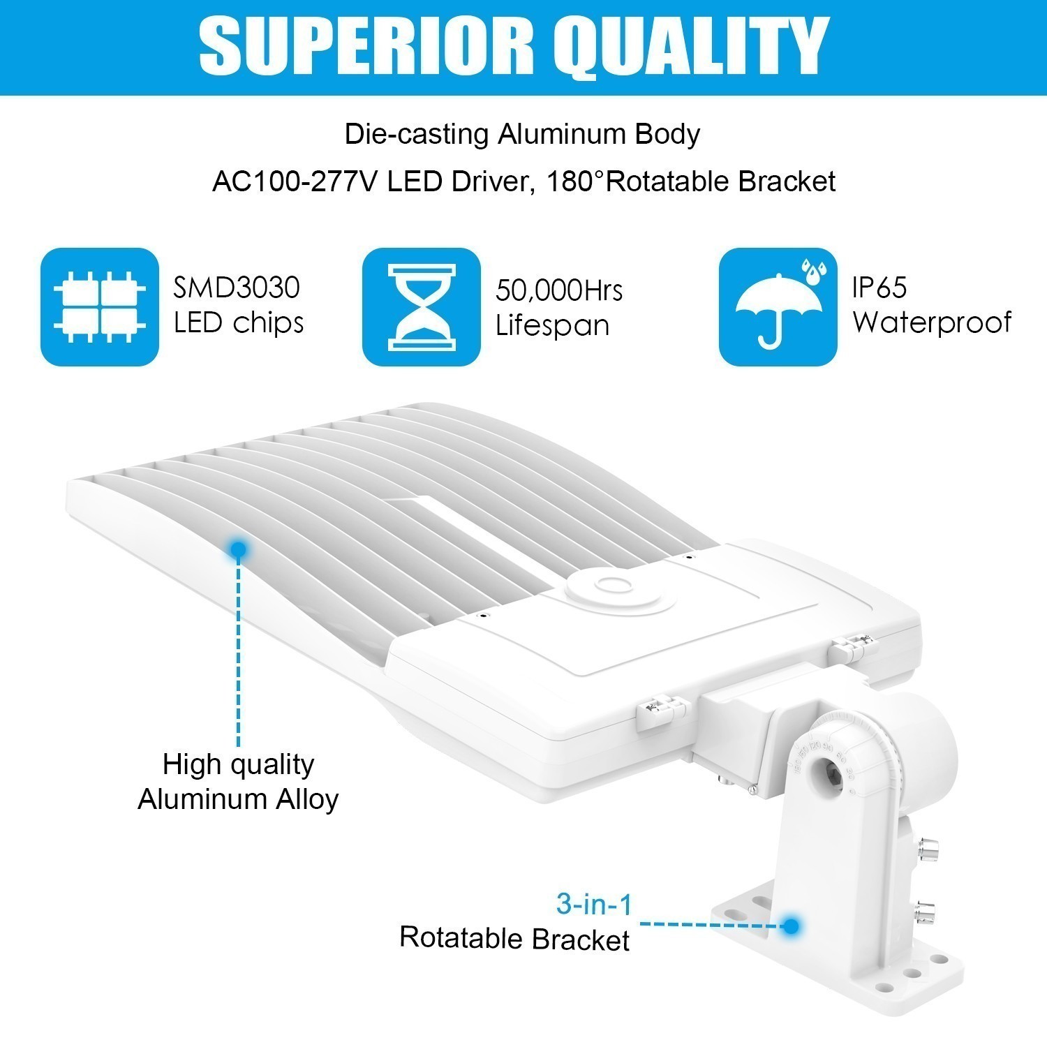 Dusk To Dawn LED Parking Lot Shoebox Wall Light 400W Outdoor Street Road Lamp