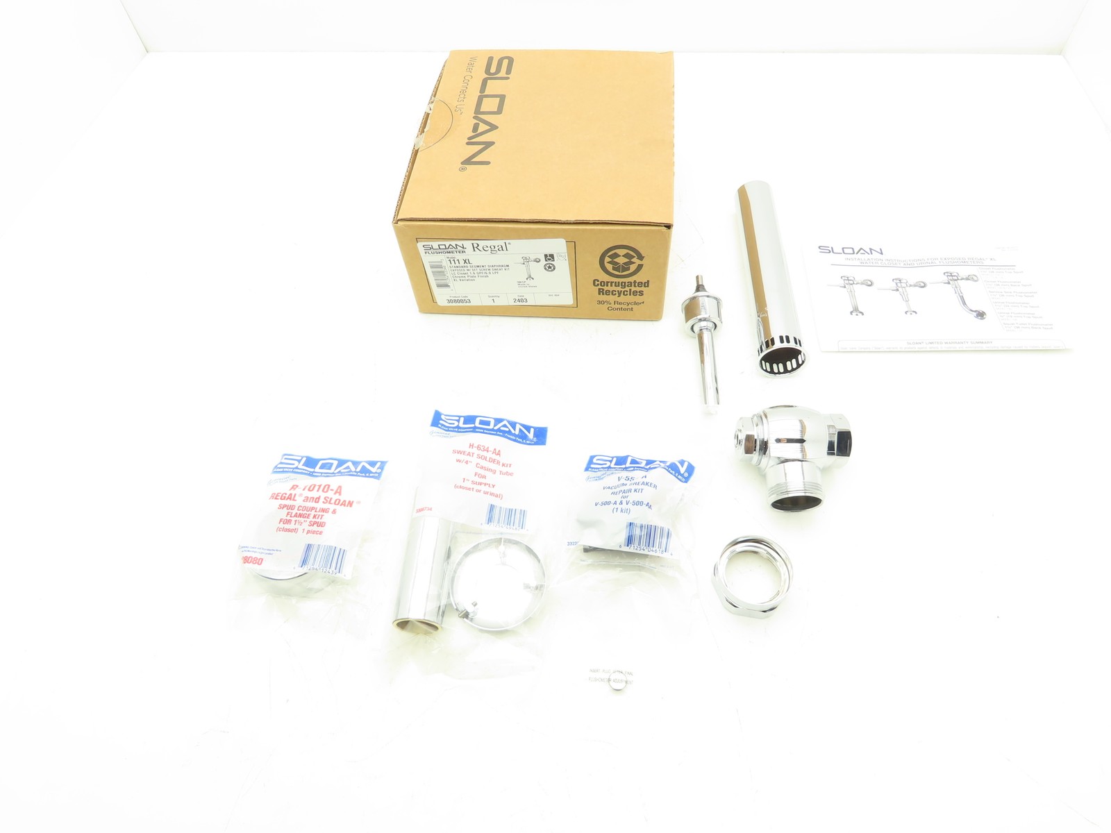 Sloan Sloan 111 XL Regal Single-Flush Flushometer Chrome IPS Inlet 1-1/2″ Spud