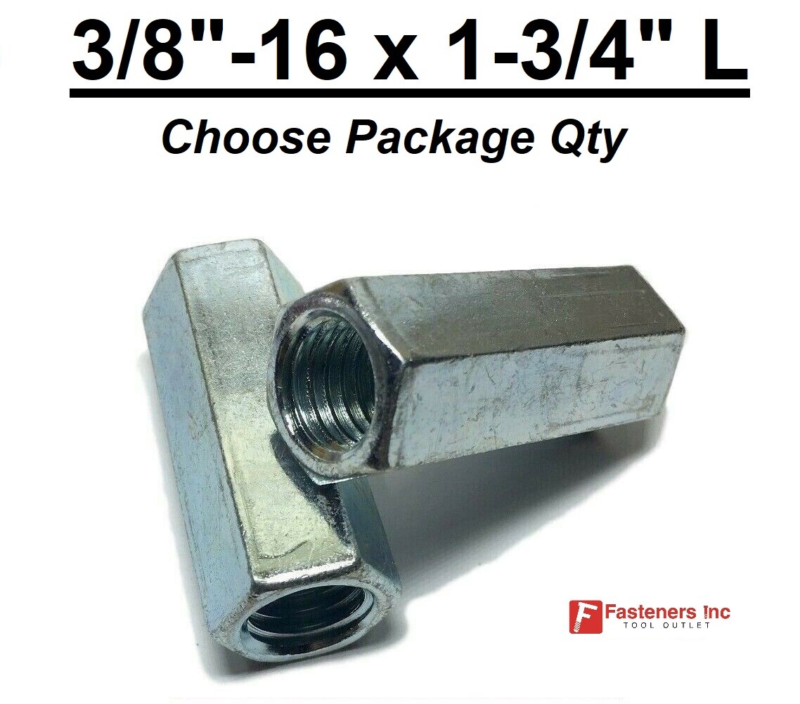 3/8″-16 x W9/16″ x L 1-3/4″ Coarse Grade A Hex Threaded Rod Coupling Nut Zinc