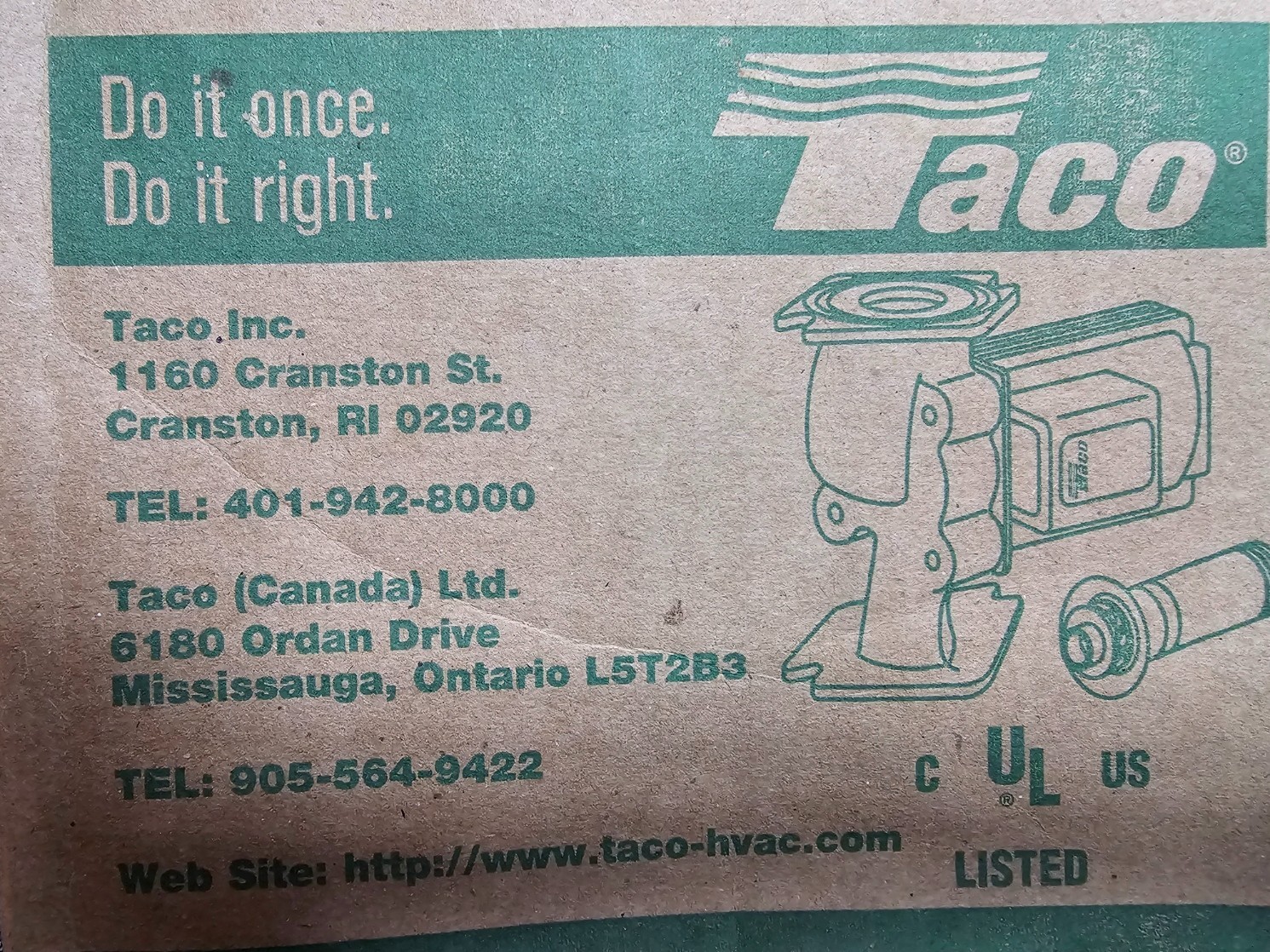 TACO 007-F5-IFC Cast Iron Circulator Pump 1/25 HP Flow Check & 110-419 Flanges