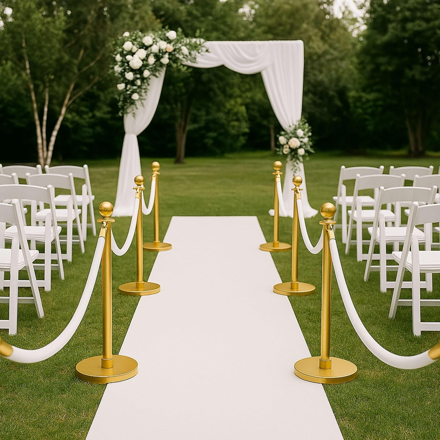 6PCS White Velvet Rope – 5FT Elegant Rope for Stanchion Barrier VIP Events Crowd
