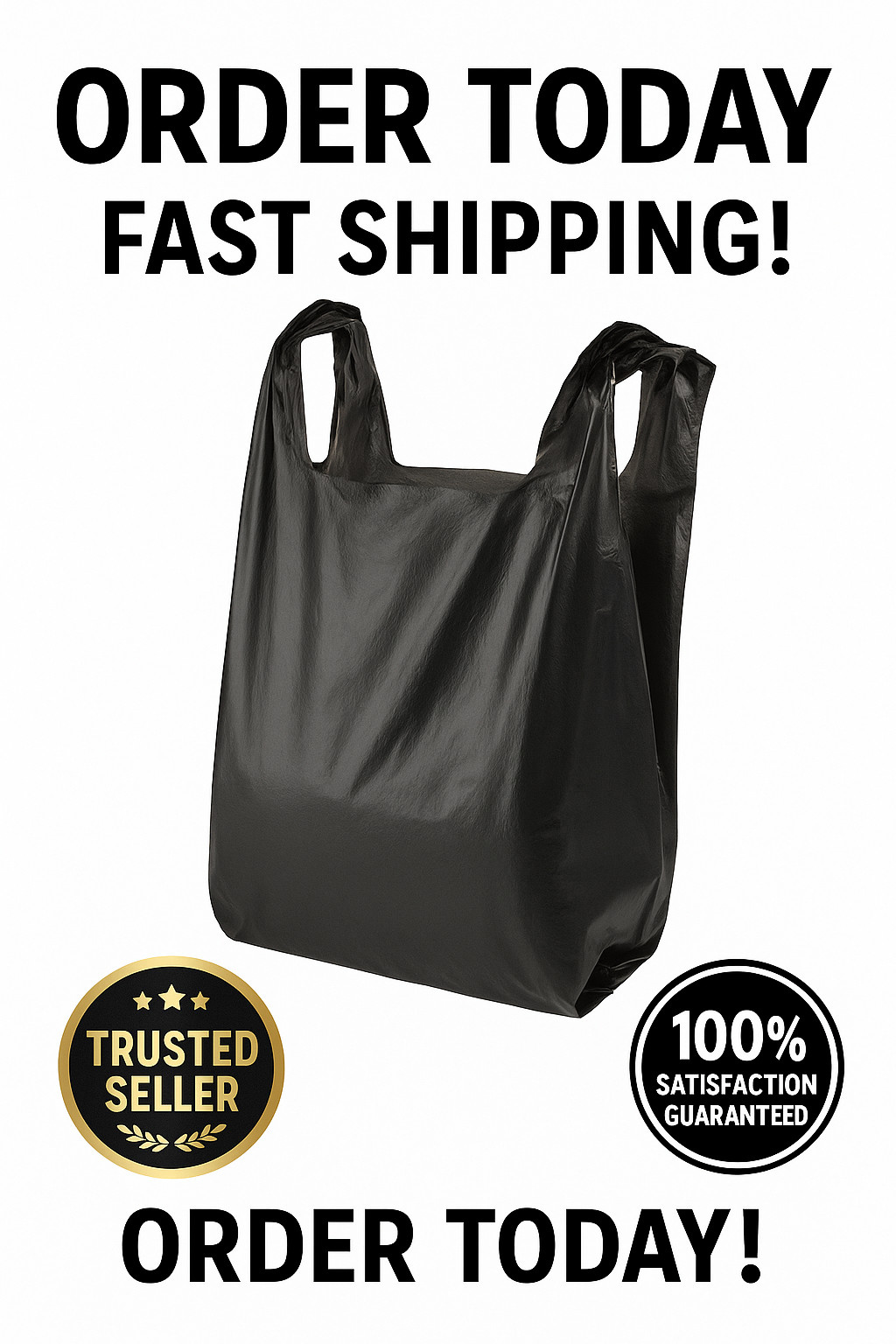Black 1/6 T-Shirt Grocery Bags 21 x 6.5 x 11.5 Plastic Shopping Bags 0.87 Mil