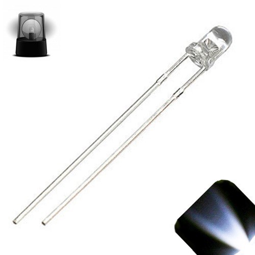 10 LED 3mm Cool White Extra Fast Flashing Blinking Strobe Ultra Bright LEDs 6Hz