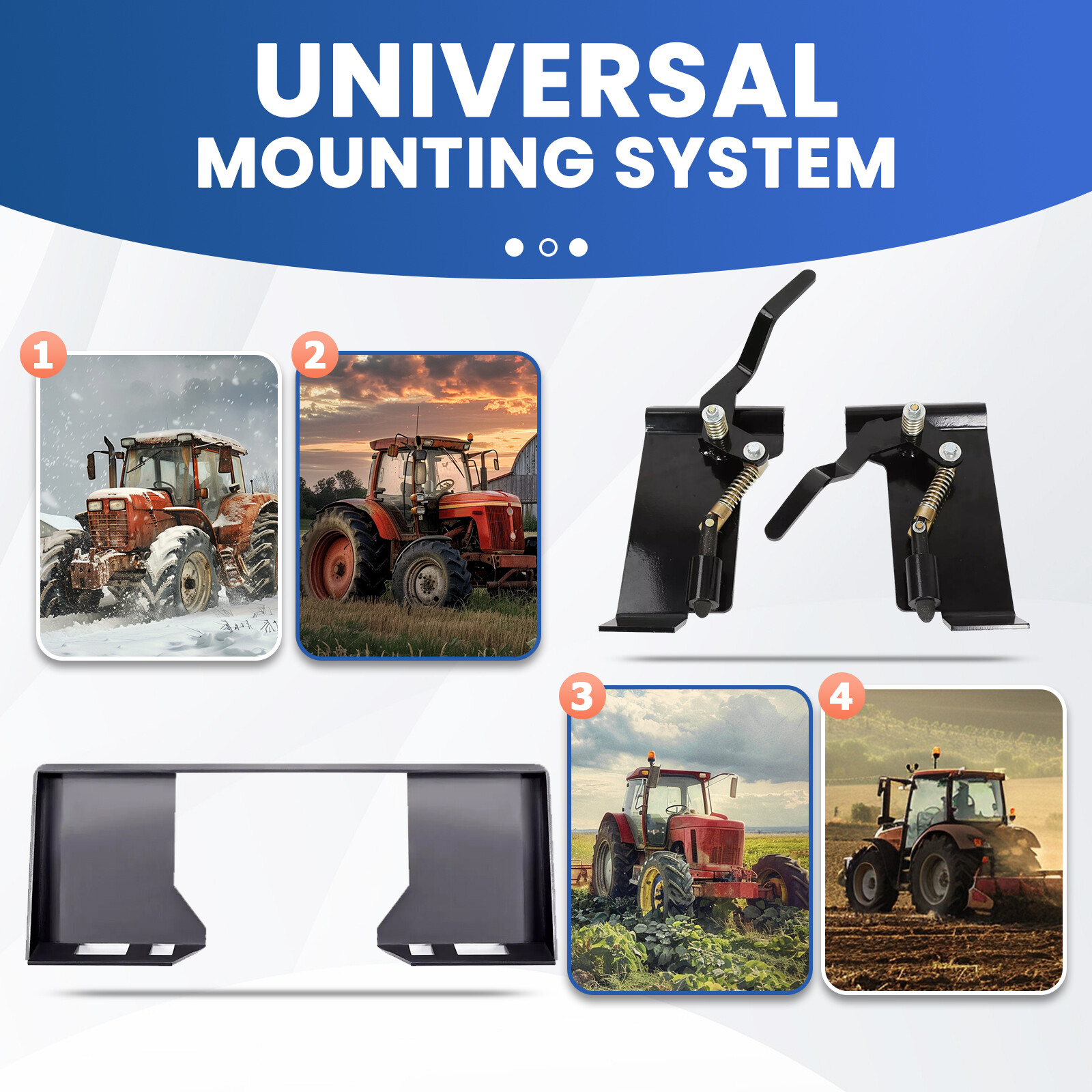 1/2″ HD Skid Steer Quick Tach Attachment Mount Plate & Conversion Adapter Latch