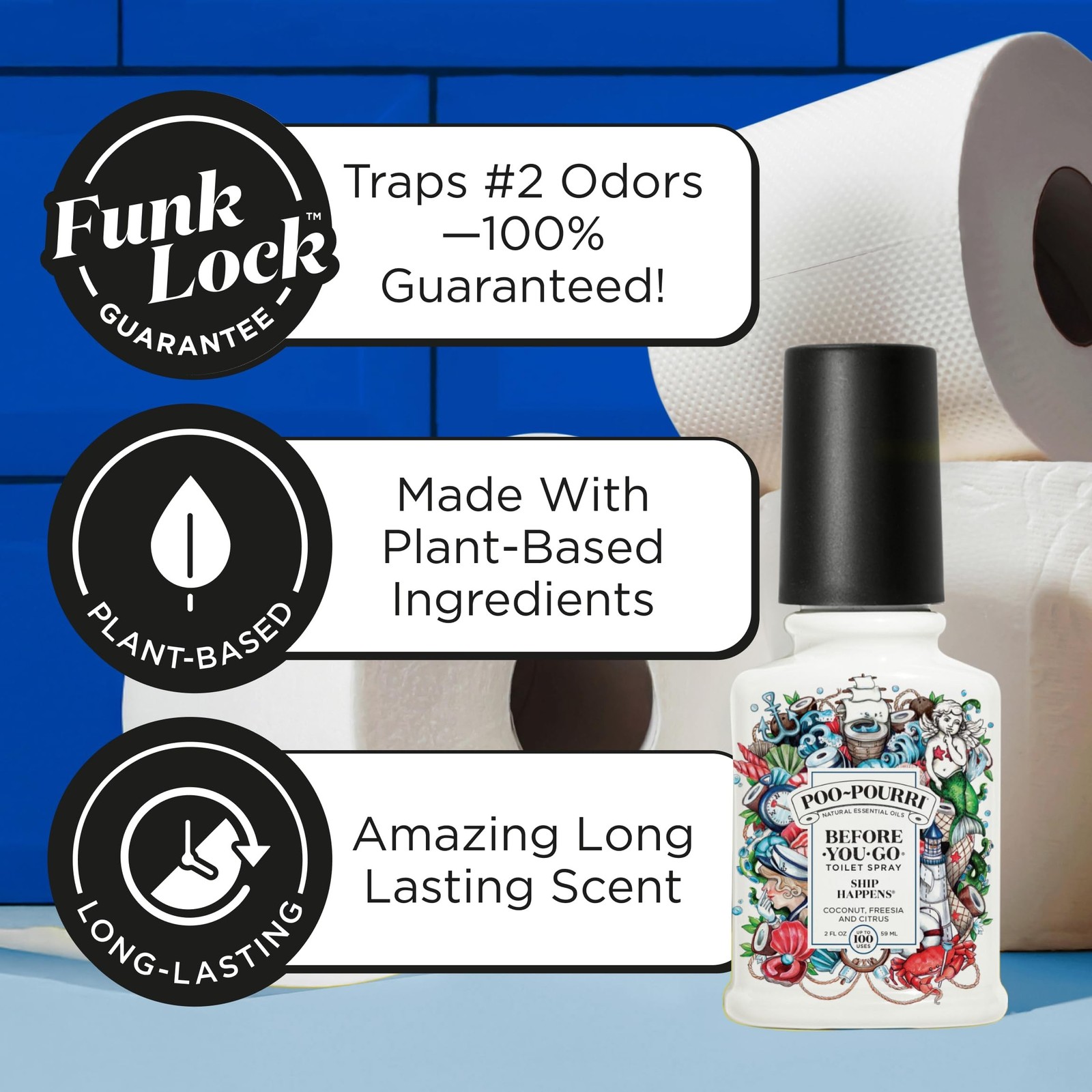 Poo-Pourri Before-You-Go Toilet Spray, Ship Happens, 2 Fl Oz – Coconut, Frees…