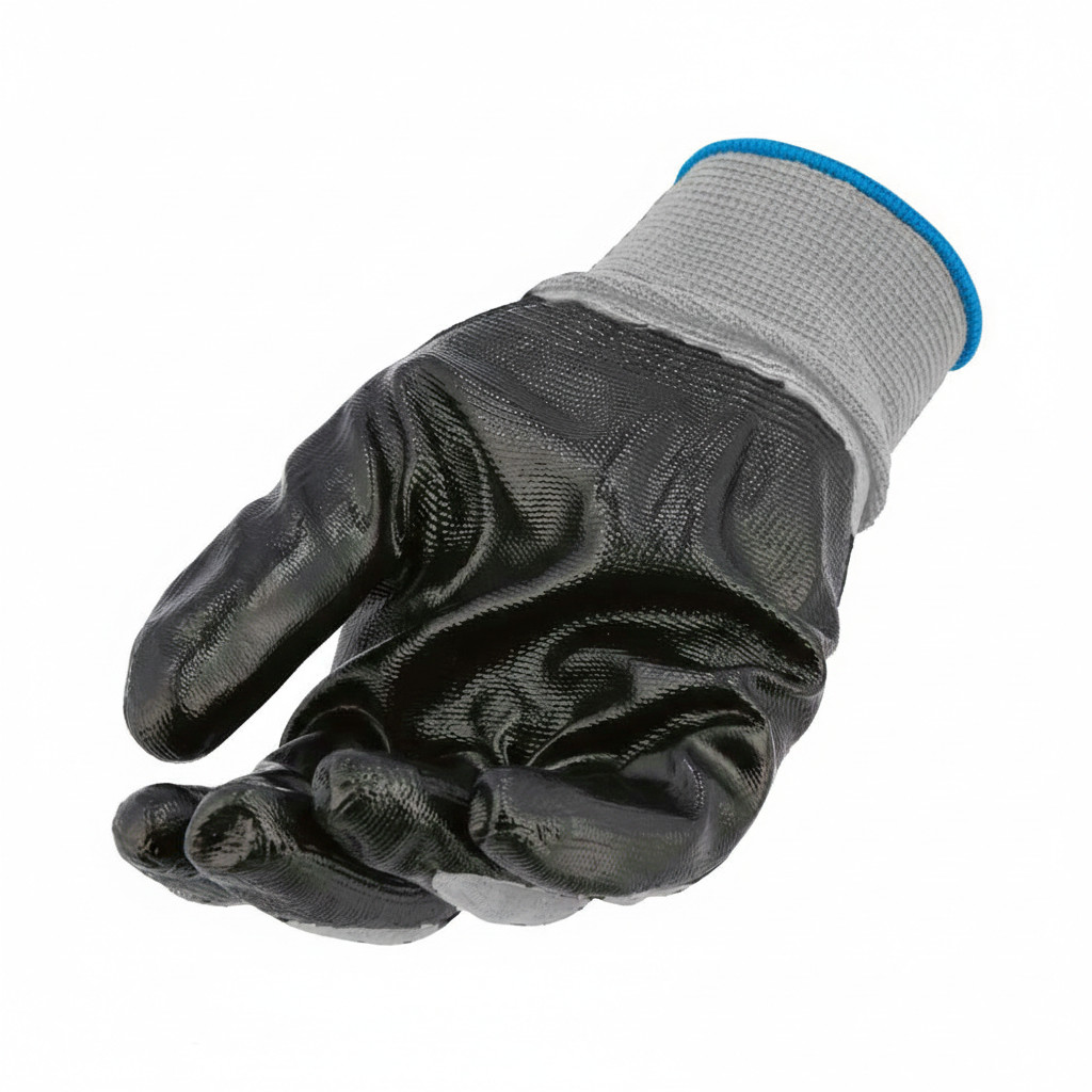 24 Pairs, Grey Dipped Gloves Nitrile, Nylon Industrial Work Gloves, Large