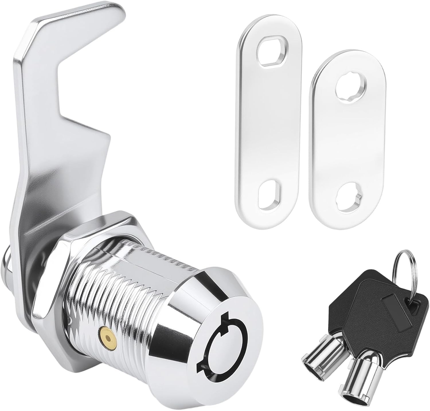Black Toolbox Lock with Keys Keyed Alike Tubular Cam Lock 0.83in Chrome