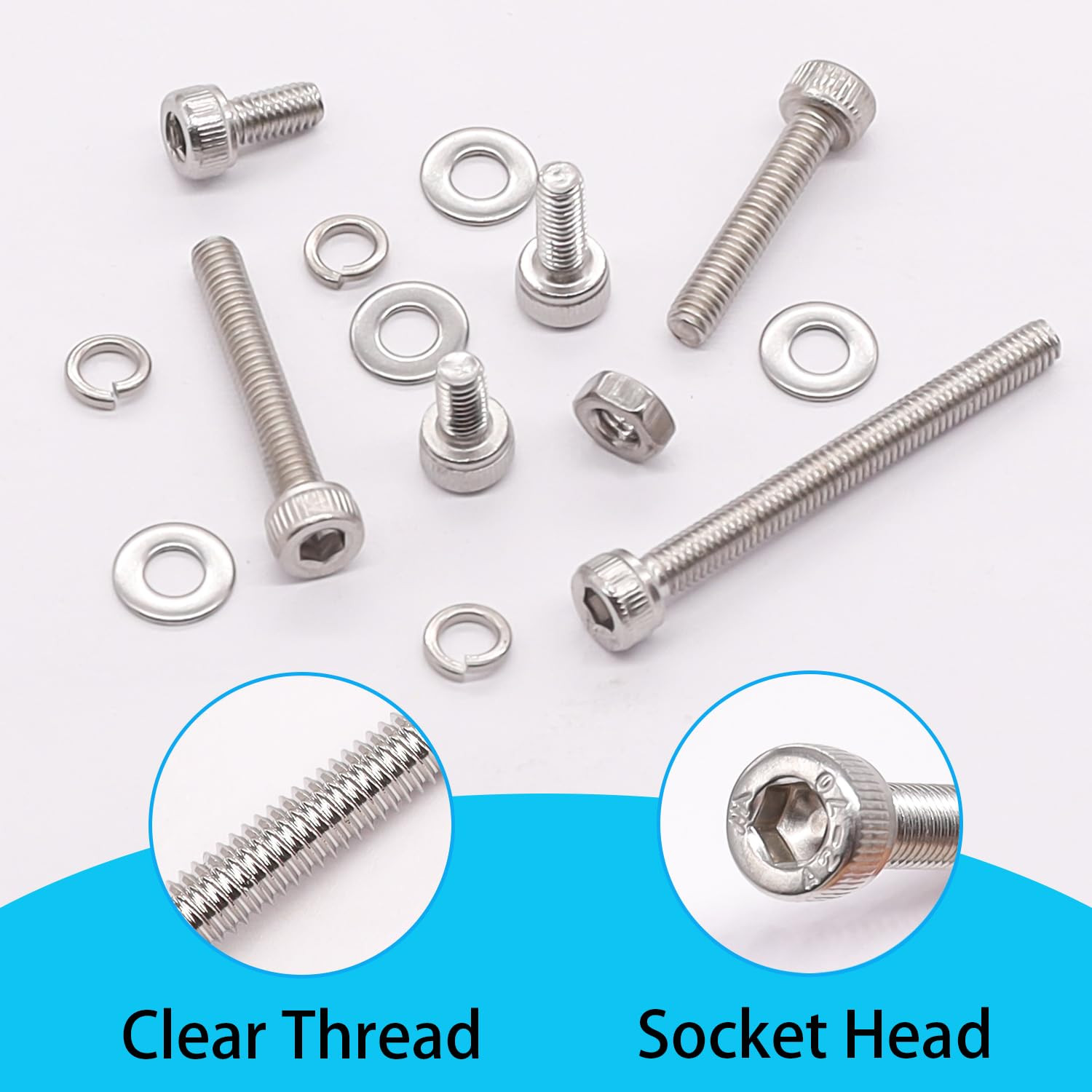 304PCS M5 Hex Socket Head Cap Screws Kit M5×8/12/16/20/30/35 mm Bolts, Nuts & Wa