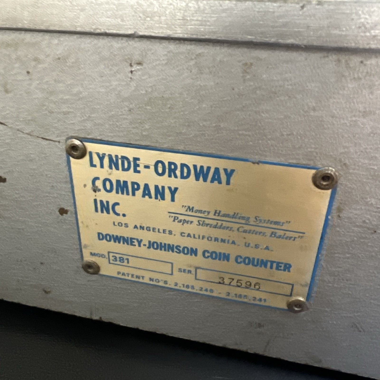 Vintage Lynde – Ordway, Downey – Johnson Coin Counter Model 381 Mechanical Bank