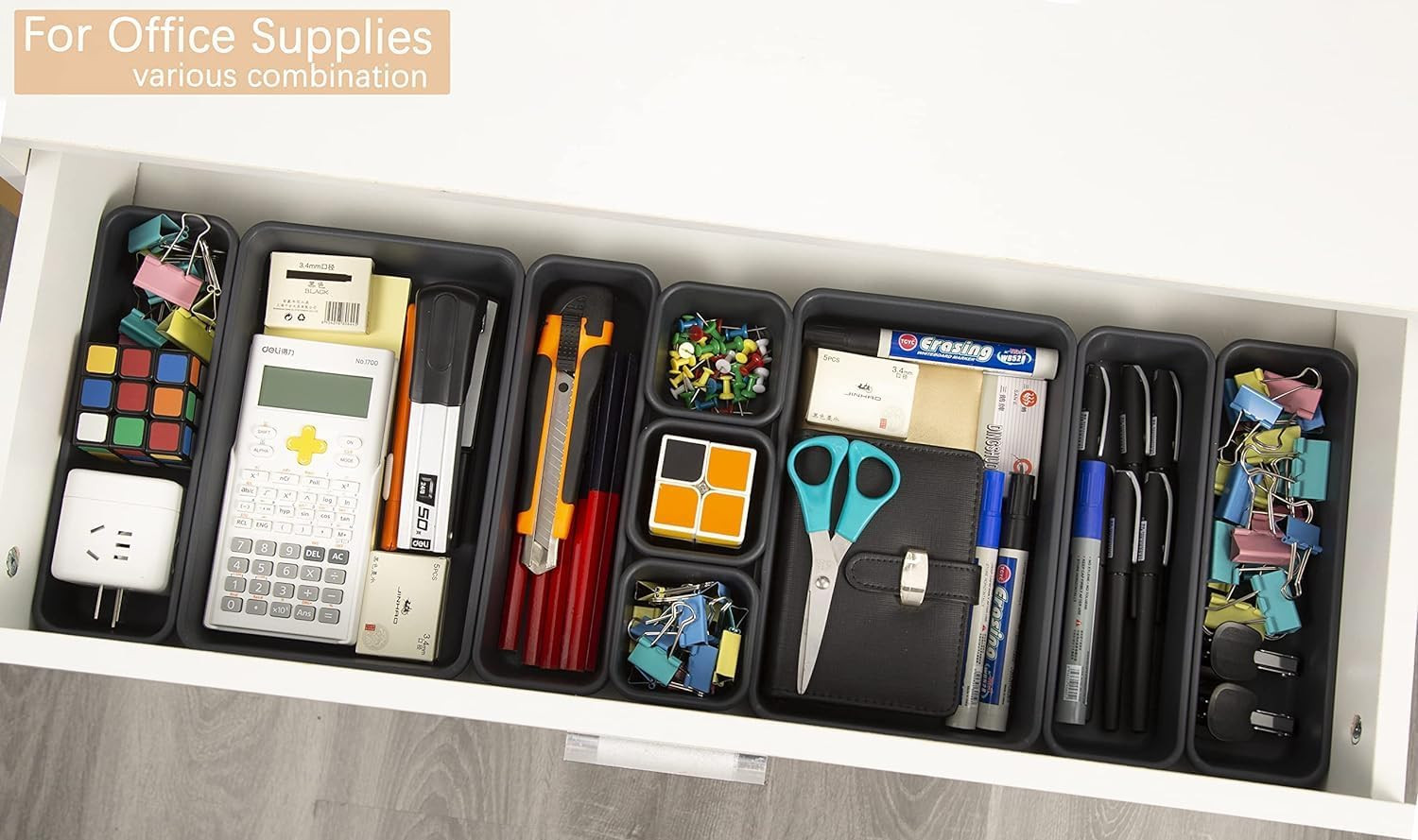 15 PCS Interlocking Desk Drawer Organizer Separator for Office,Bathroom,Kitch..