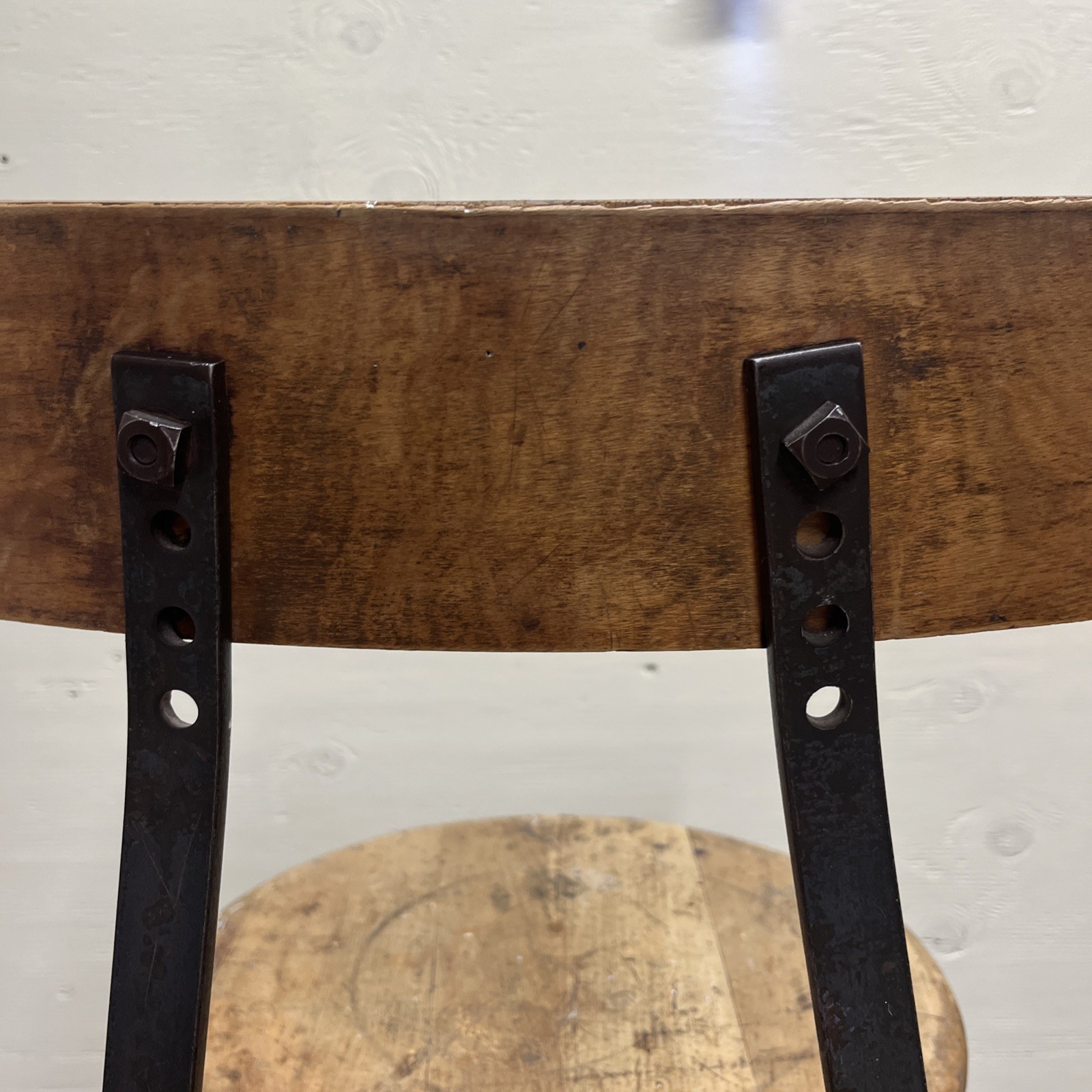 Vintage INDUSTRIAL STOOL bar metal steel shop chair mid century kitchen counter