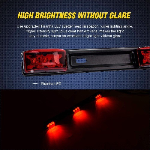 1PC Red 9 LED ID Bar Marker Tail Black Stainless Steel Bracket for Color: Red