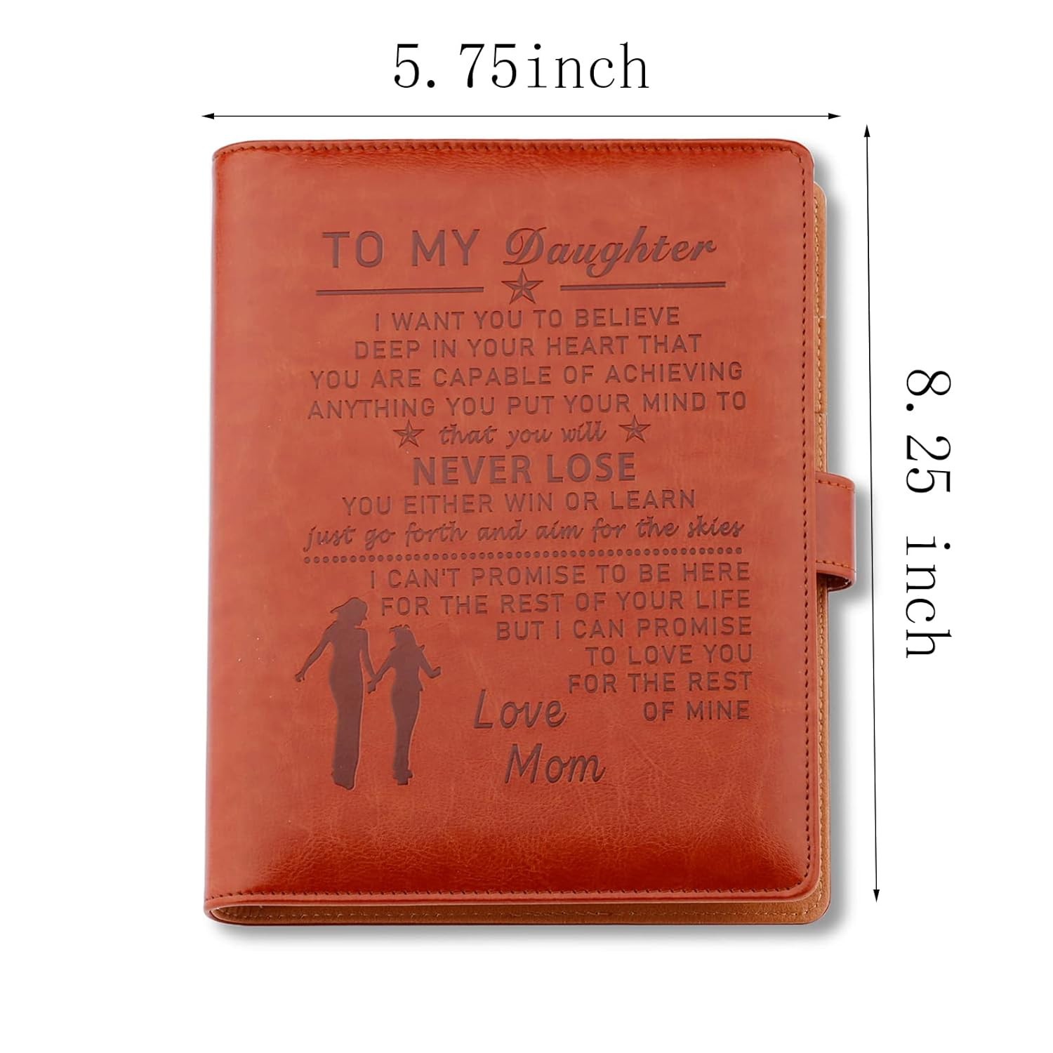 Leather Refillable Journal Notebook To My Daughter Gift 8.25×5.75 in Brown Diary