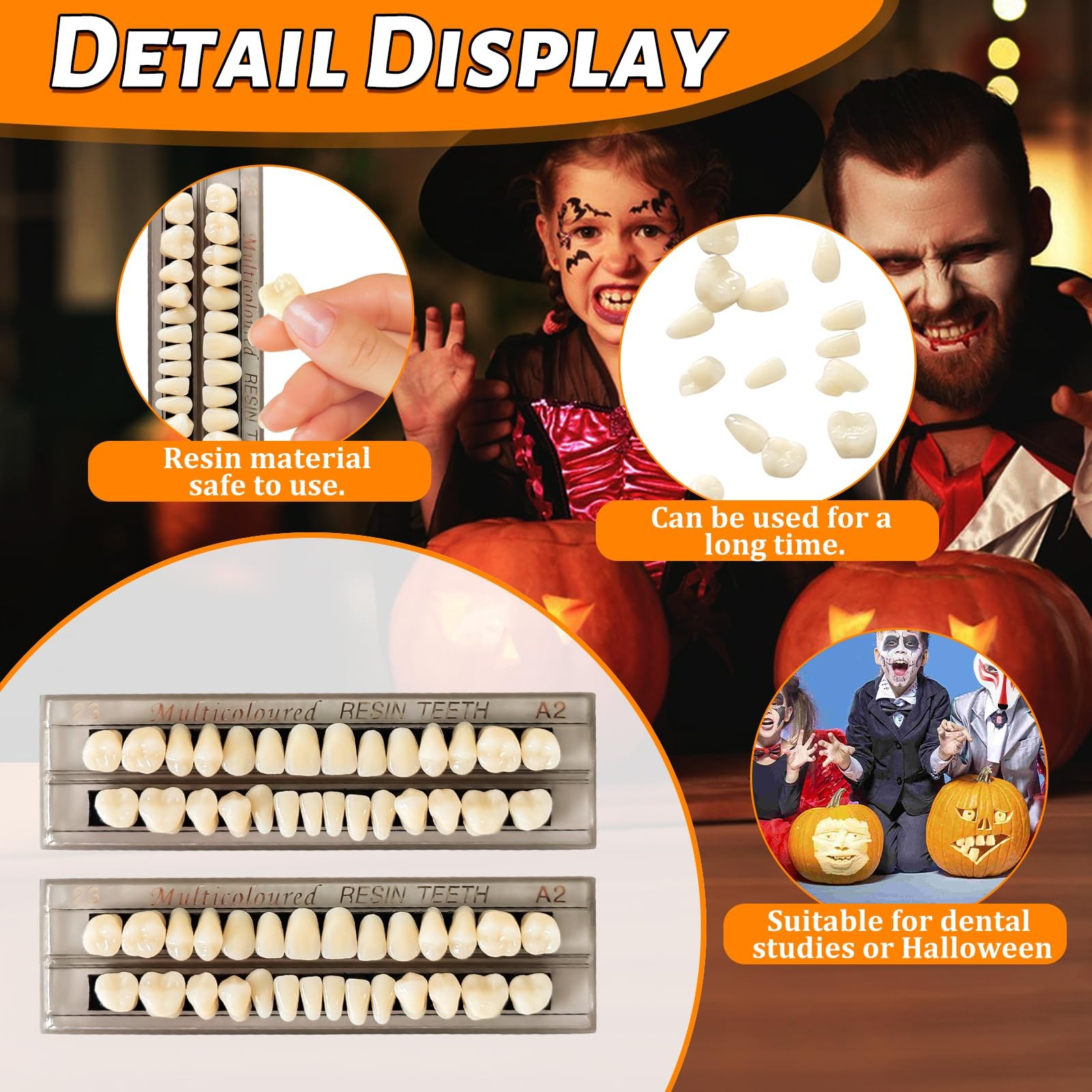 56 Pieces False Teeth, 2 Sets Whole Teeth Synthetic Polymer Denture Teeth,…