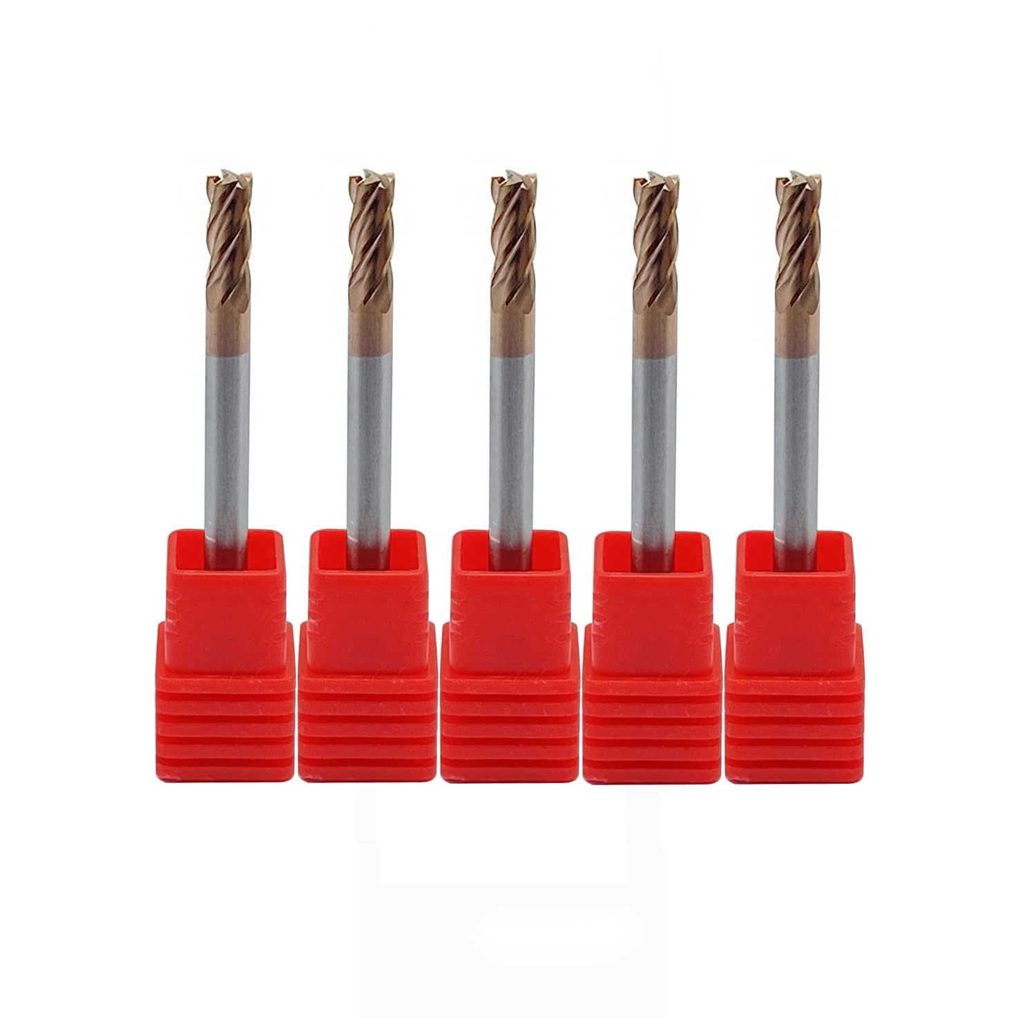 5Pcs 4mm Dia 4mm Shank 50mm Long HRC55 Carbide AlTiN Coated 4 Flute End Mill