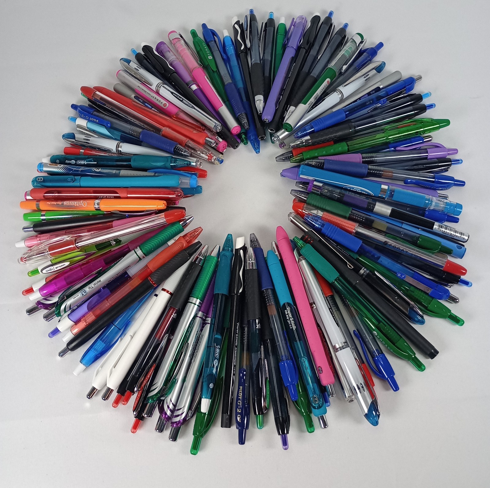Lot 95 Name Brand Ink Pens Pilot G2 Uni-ball Vision Elite Sharpie S-Gel Tested