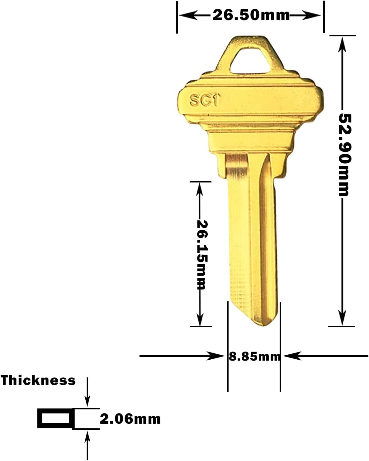 10PCS SC1 KEY BLANKS FOR LOCKSMITH FITS SC1KSET BRASS FINISH SC1 KEY BLANK