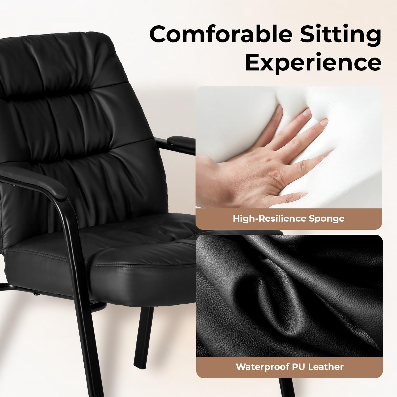 Office Waiting Room Guest Chair, 500lbs Office Reception Lobby PU Leather Cha…