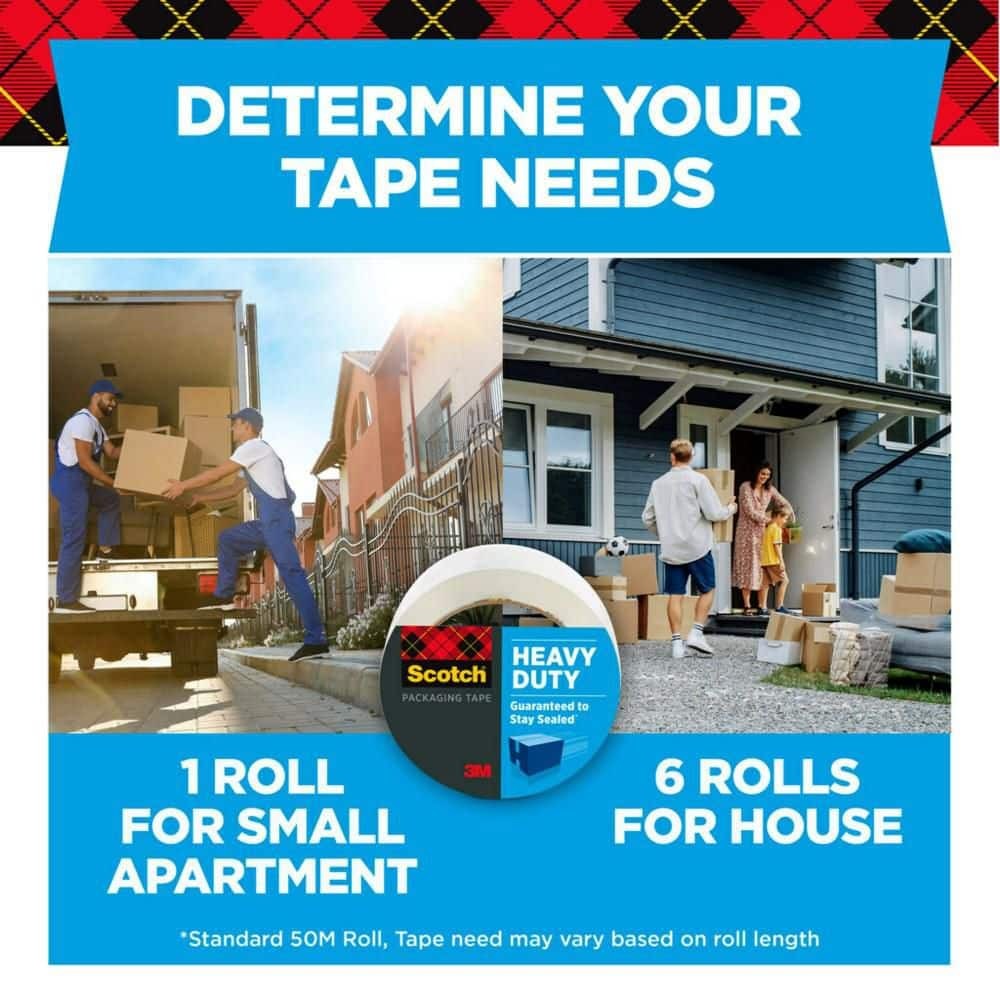 1.88 in. x 54.6 yds. Heavy Duty Shipping Packaging Tape (6 Rolls per Pack)