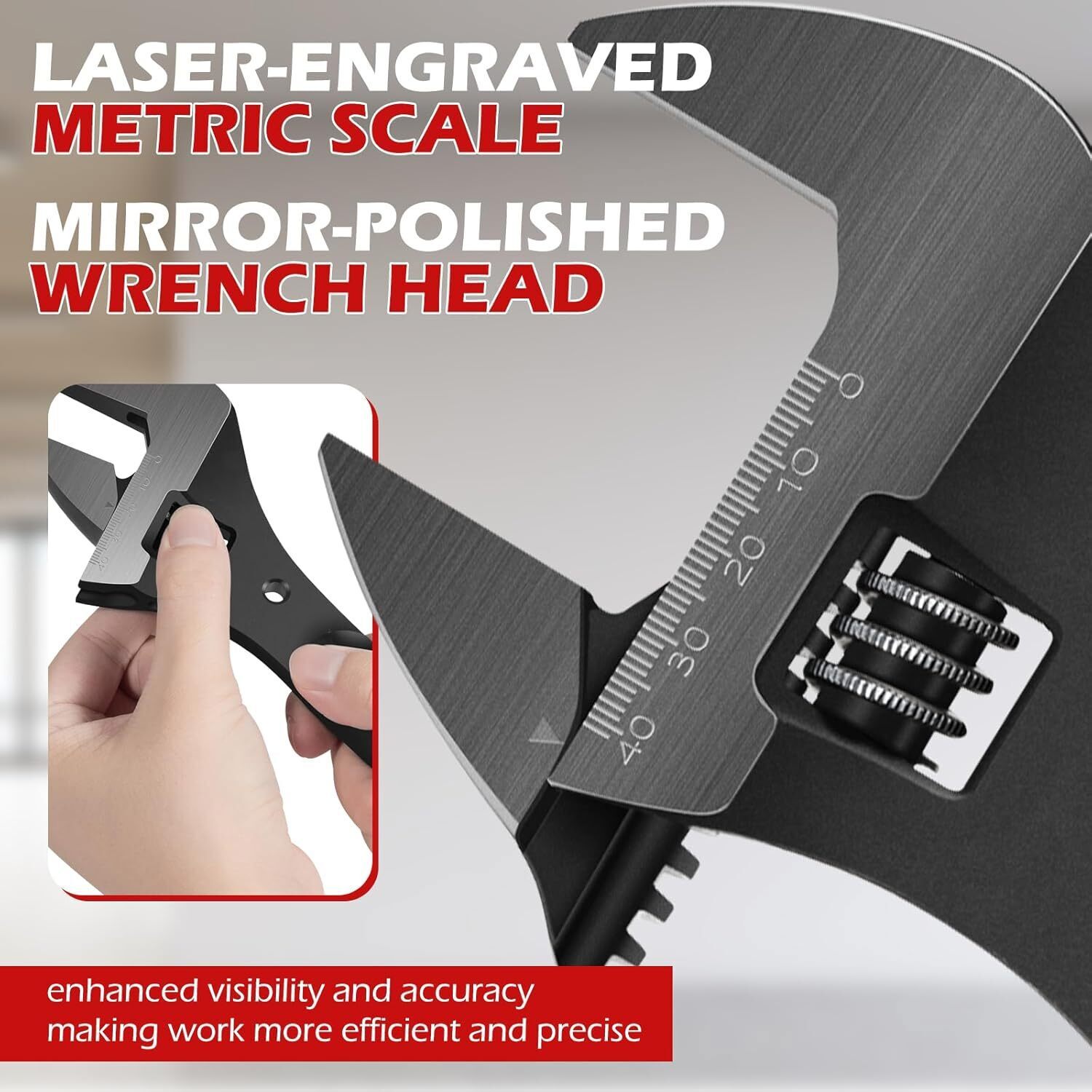 3239 16″ Extra Wide Adjustable Wrench 1‑5/8″ Opening For Nuts & Bolts Up to 1″
