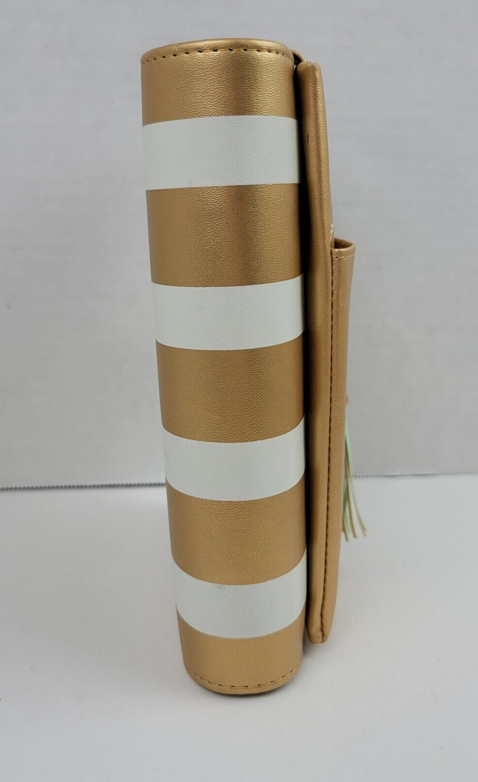 Metallic Gold White Stripe Snap Planner Pencil Pouch Stork Tassel Tabs Pages 6×8