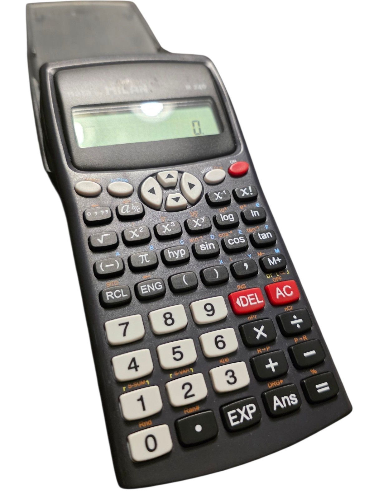Nata By MILAN Scientifica M240 Black Calculator 2 Lines 1918 Spain W/ Grey Cover