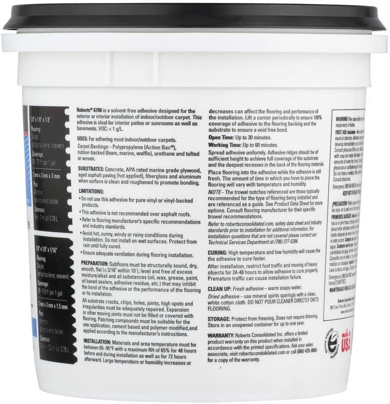 Roberts 6700 – Marine Vinyl GLUE Adhesive RV – ONE Gallon – Indoor / Outdoor