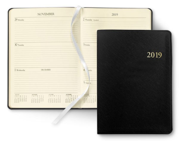 2019 / 2020 Gallery Leather Monthly / Weekly Desk Office Planner Agenda Black