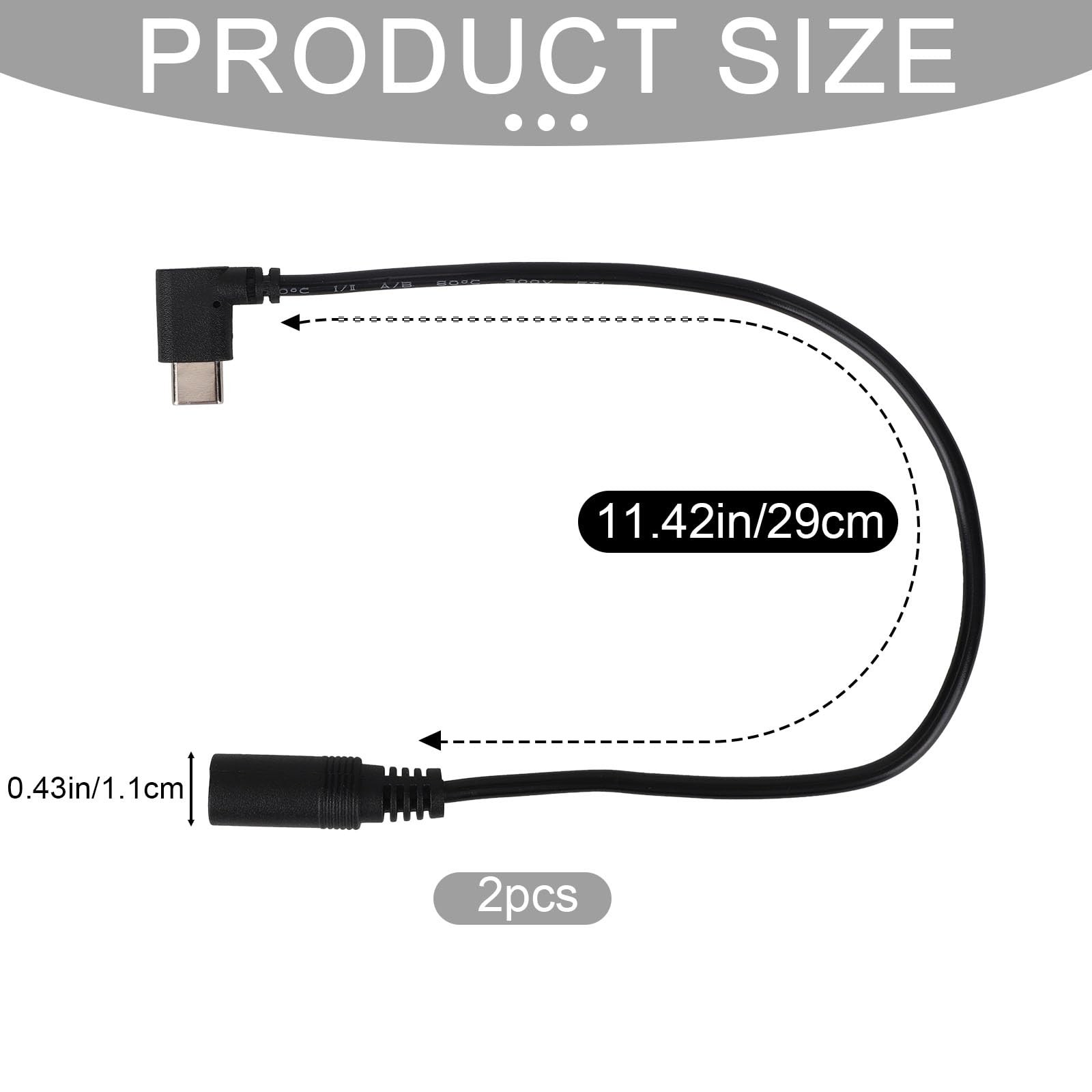 2pcs Type-C to DC Adapter for ORORO Jackets and Vests, 7.4V Heated Vest Adapter