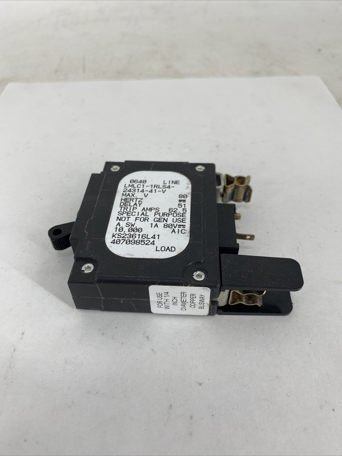 Airpax LMLC1-1RLS4-24314-41-V Circuit Breaker 1P 50A 80VDC Max Bullet Breaker