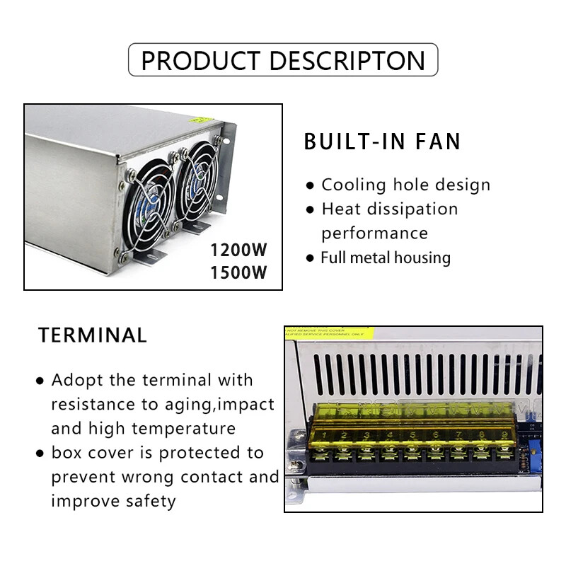 DC 48V 1000W 1200W 1500W Switch Power Supply AC 110V 220V Transformer Converter