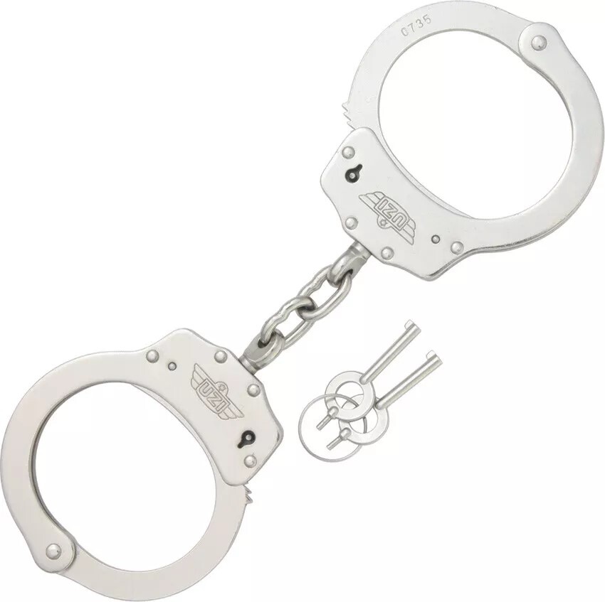 Uzi Handcuffs Silver finish HC-C-S Steel construction. Double lock w (FVS030790)