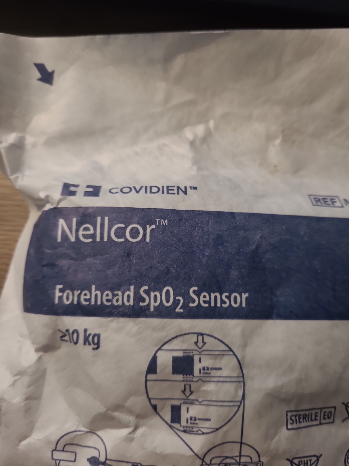 NELLCOR OXIMAX FOREHEAD SP02 SENSOR GREATER THEN 10 KG, BY COVIDIEN