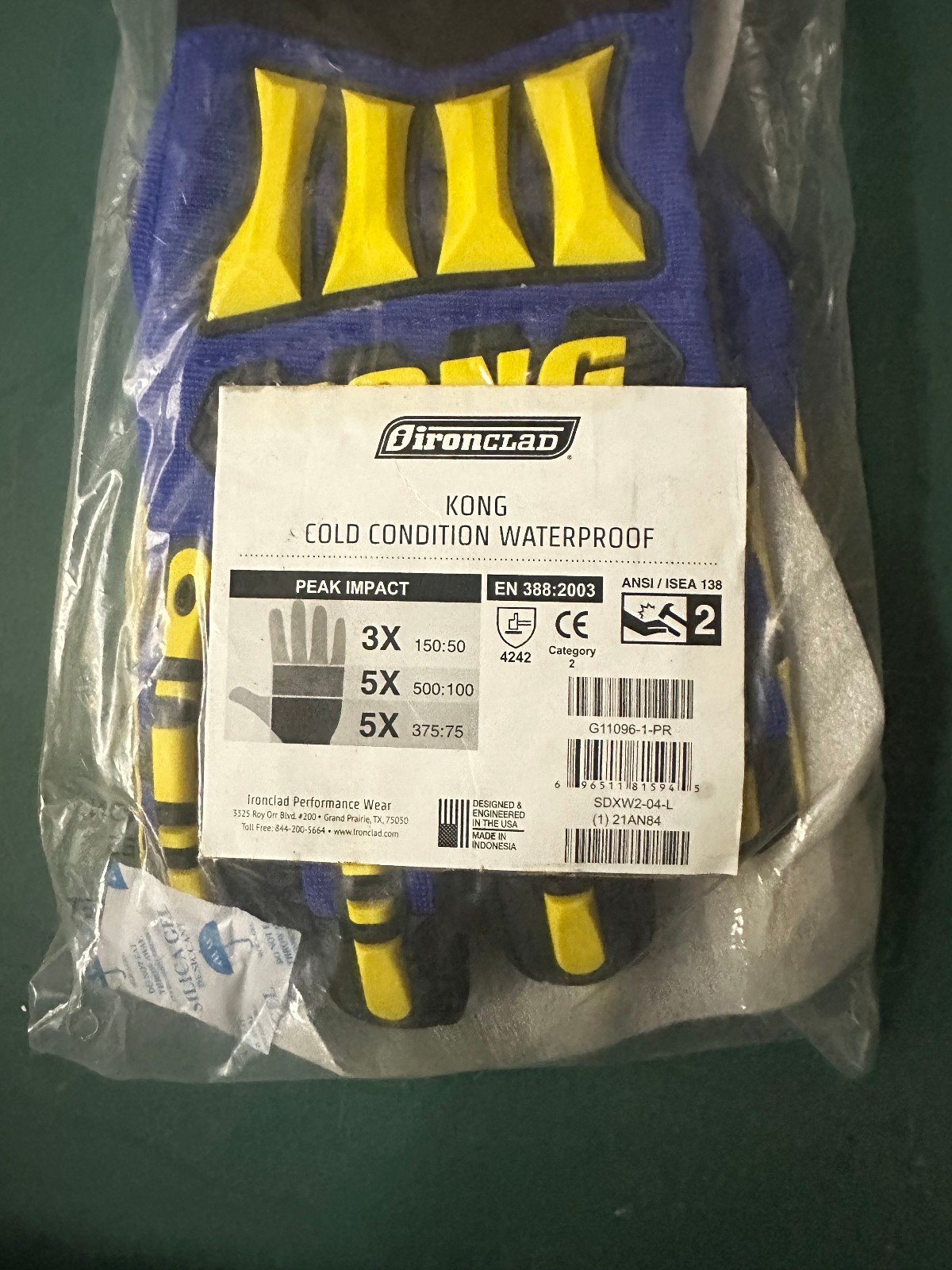 Kong Ironclad Insulated Oil Gas Performance Unisex Cold Condition Gloves Large