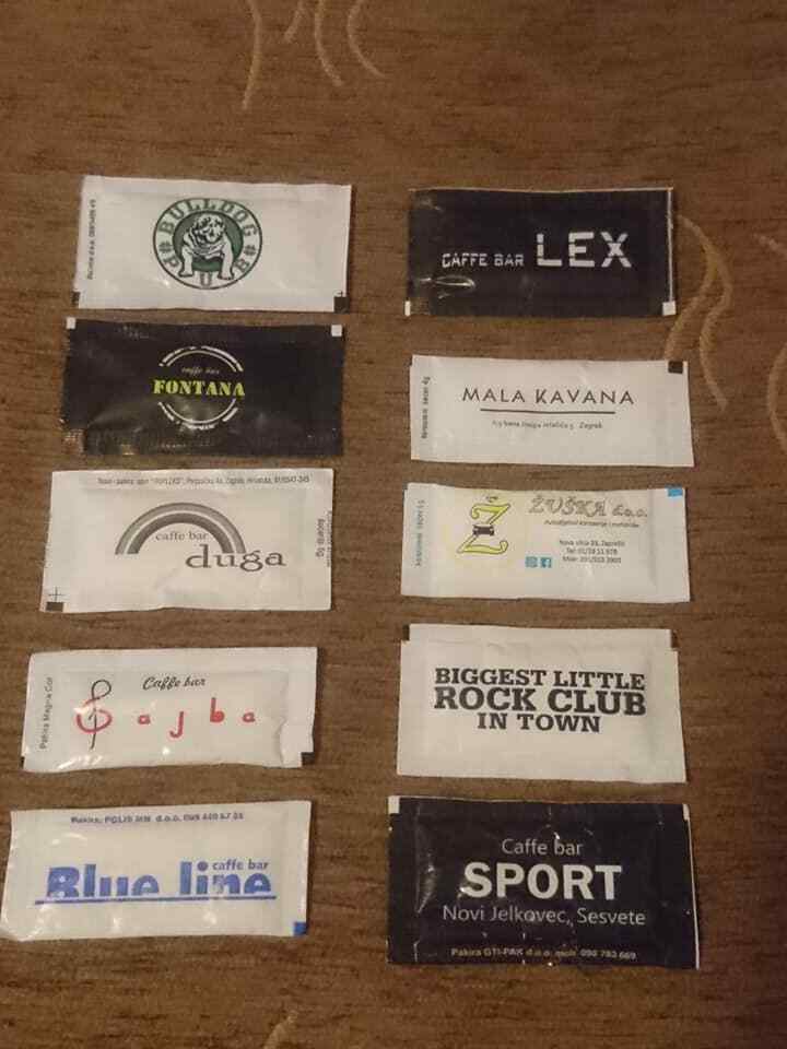 Set of 10 Different Unused Coffee & Tea Sugar Packets Bags from ZAGREB, Croatia