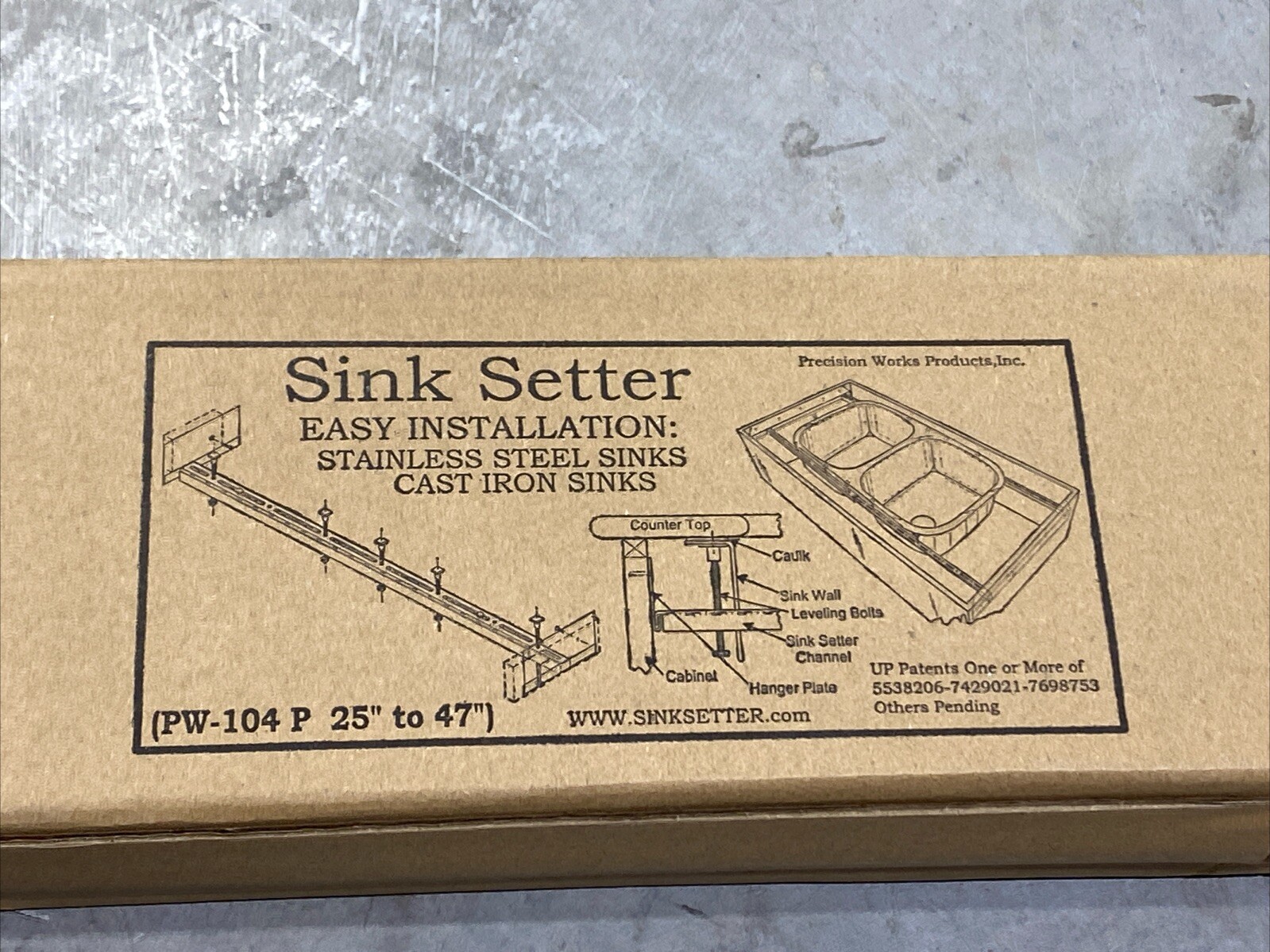 Sink Setter PW-104-P Side to Side installations 25” to 47” New