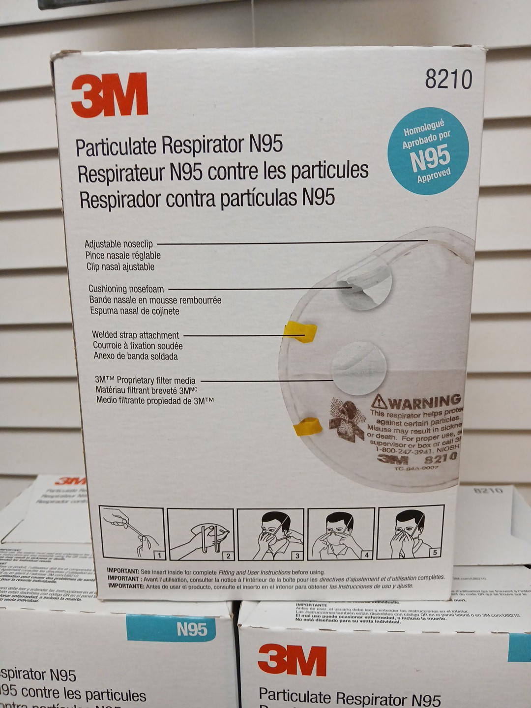 Expired 9/22- 3M 8210 N95 – 7 BOXES – 140 MASKS TOTAL – Respirator Construction