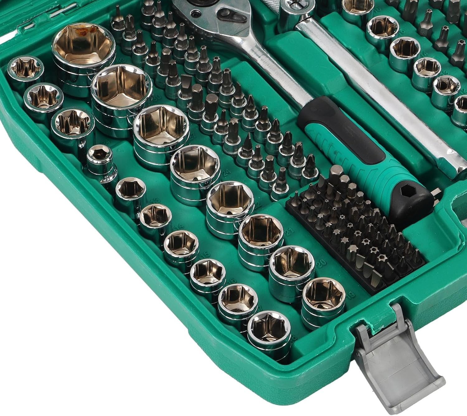 216Pcs Ratchet Wrench Socket Tool w/Storage Case 1/2in,3/8in, 1/4in Drive Socket