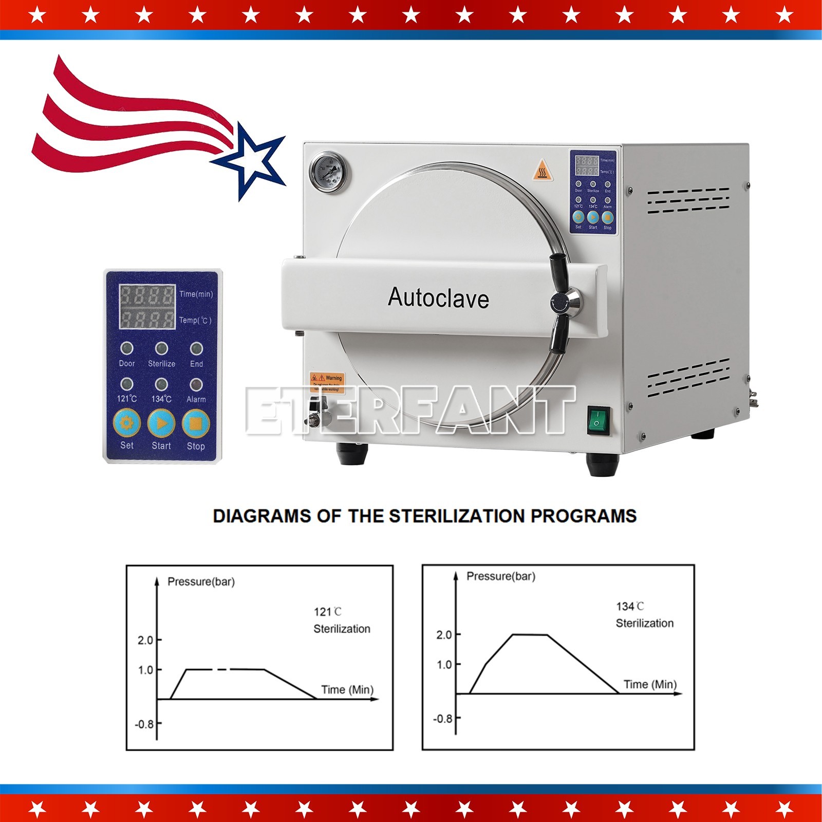 18/23L Class N/B Dental Autoclave Steam Sterilizer Medical Sterilization US