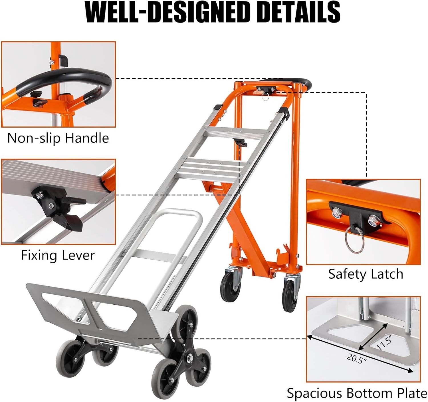 4 in 1 Aluminum Stair Climber Hand Truck Heavy Duty Climbing Cart Dolly 1000 Lbs