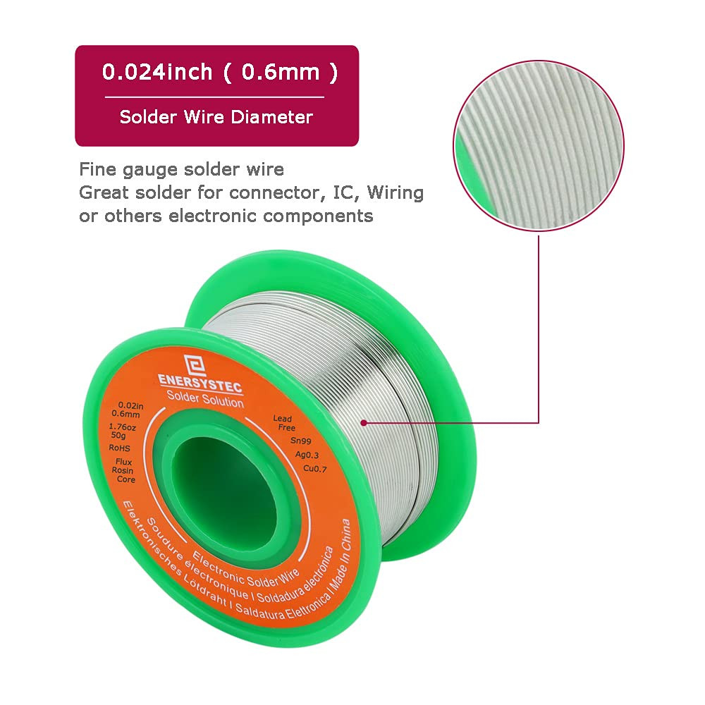 Lead-Free Solder Wire Rosin Core No Lead Wire Thin 0.6Mm 50G Fine Solder with Fl
