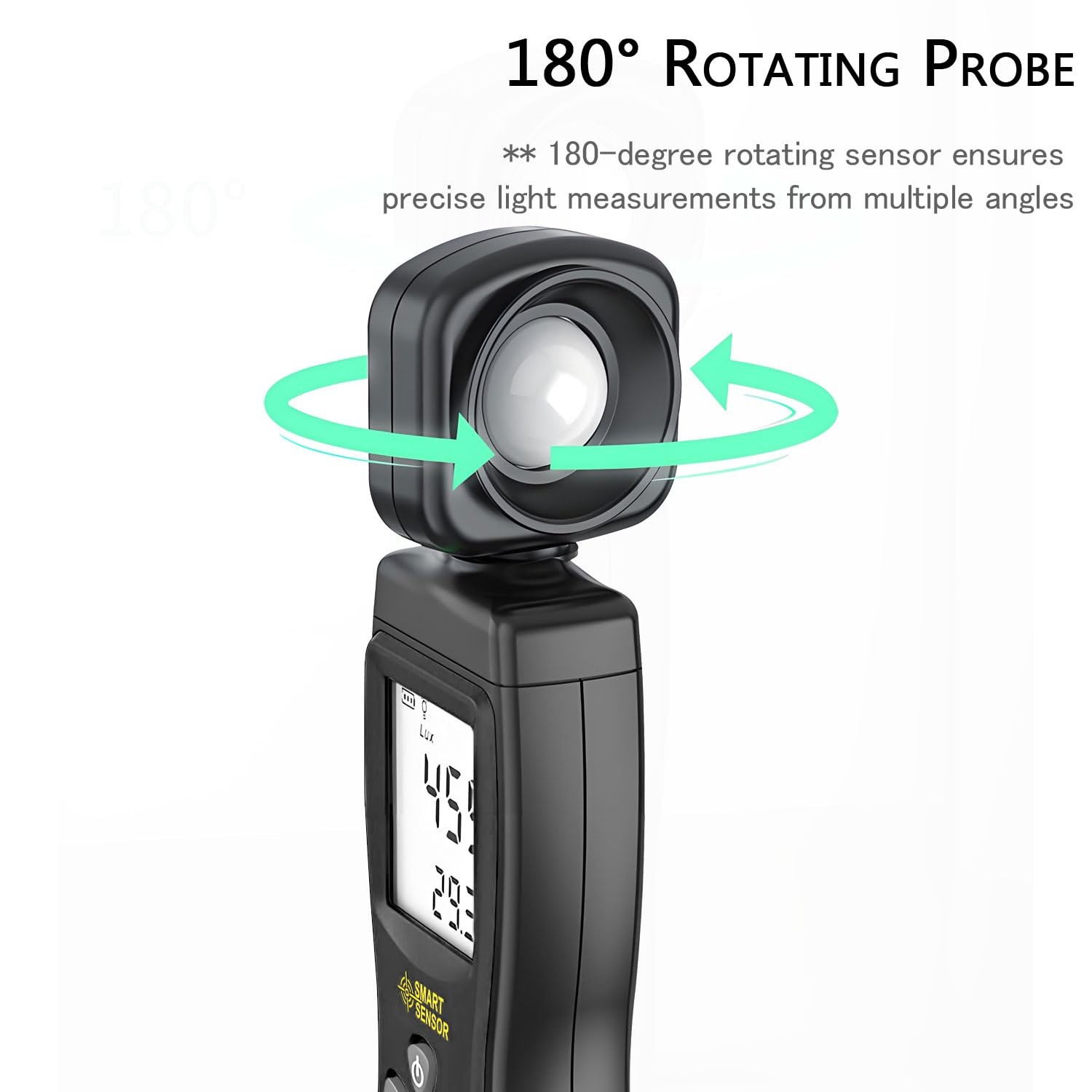 Digital Light Meter Backlit LCD Display Lux/Foot Candles Meter with 180º Rota…