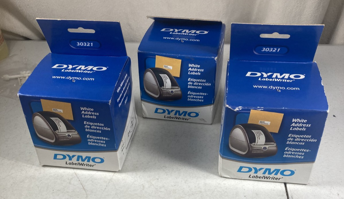 Lot of 3 DYMO LabelWriter 30321 white address labels – 2 rolls per box –
