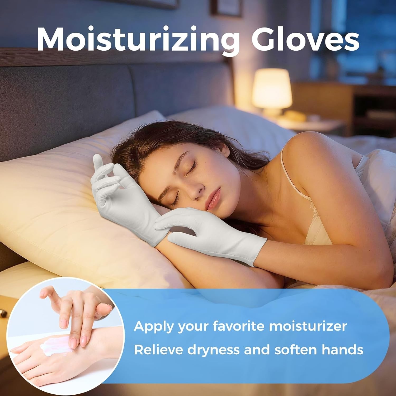 Gentle 100% Cotton Gloves for Dry Hands – 3 Pairs for Nighttime Moisturizing