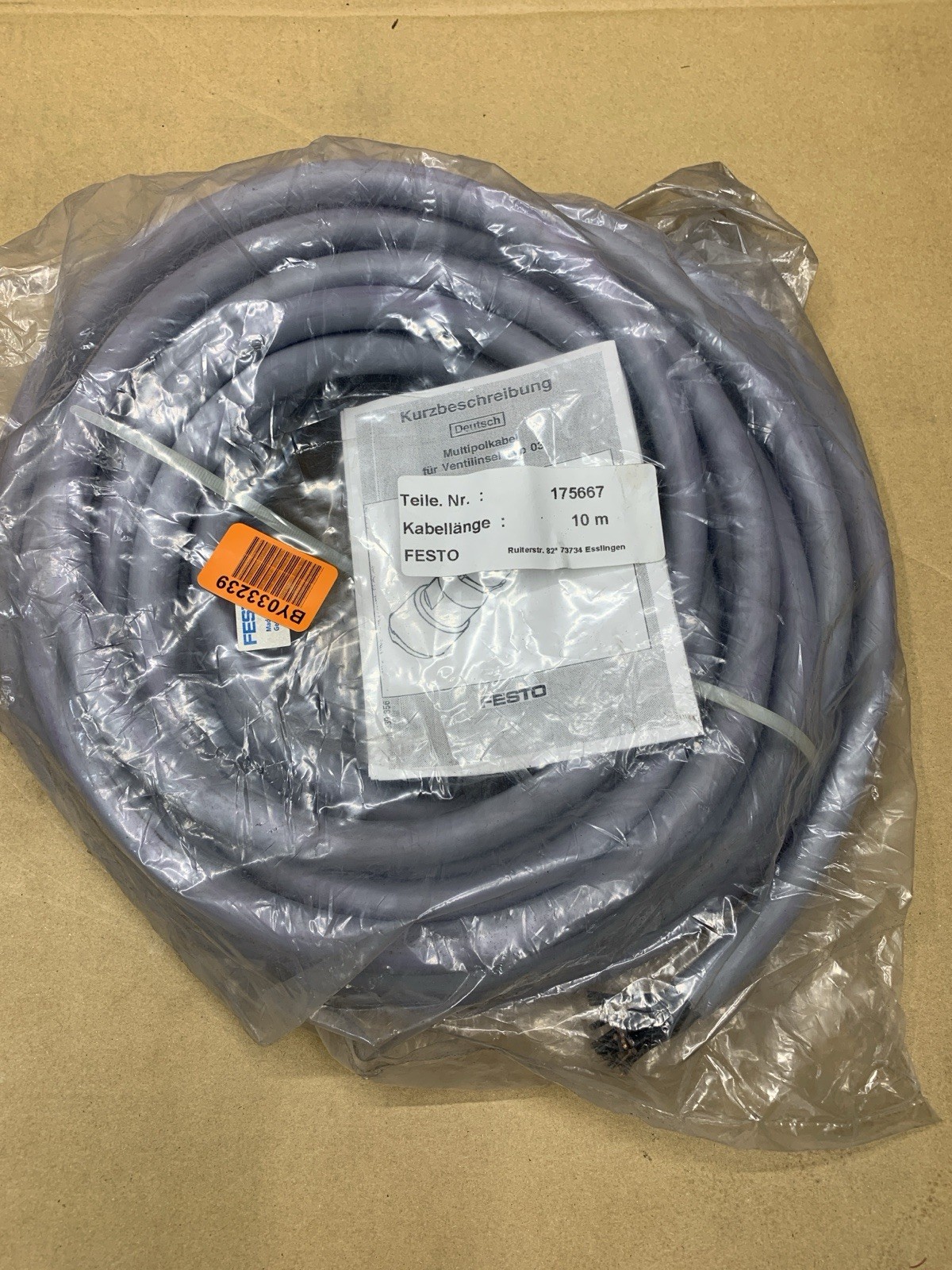FESTO KMP2-03-V-10-26 CONNECTING CABLE 175667 10 METER LENGTH **NEW**