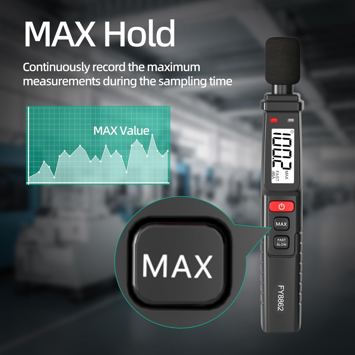 Decibel Meter, Digital Sound Level Meter Portable Sound Meter 30–130 Db