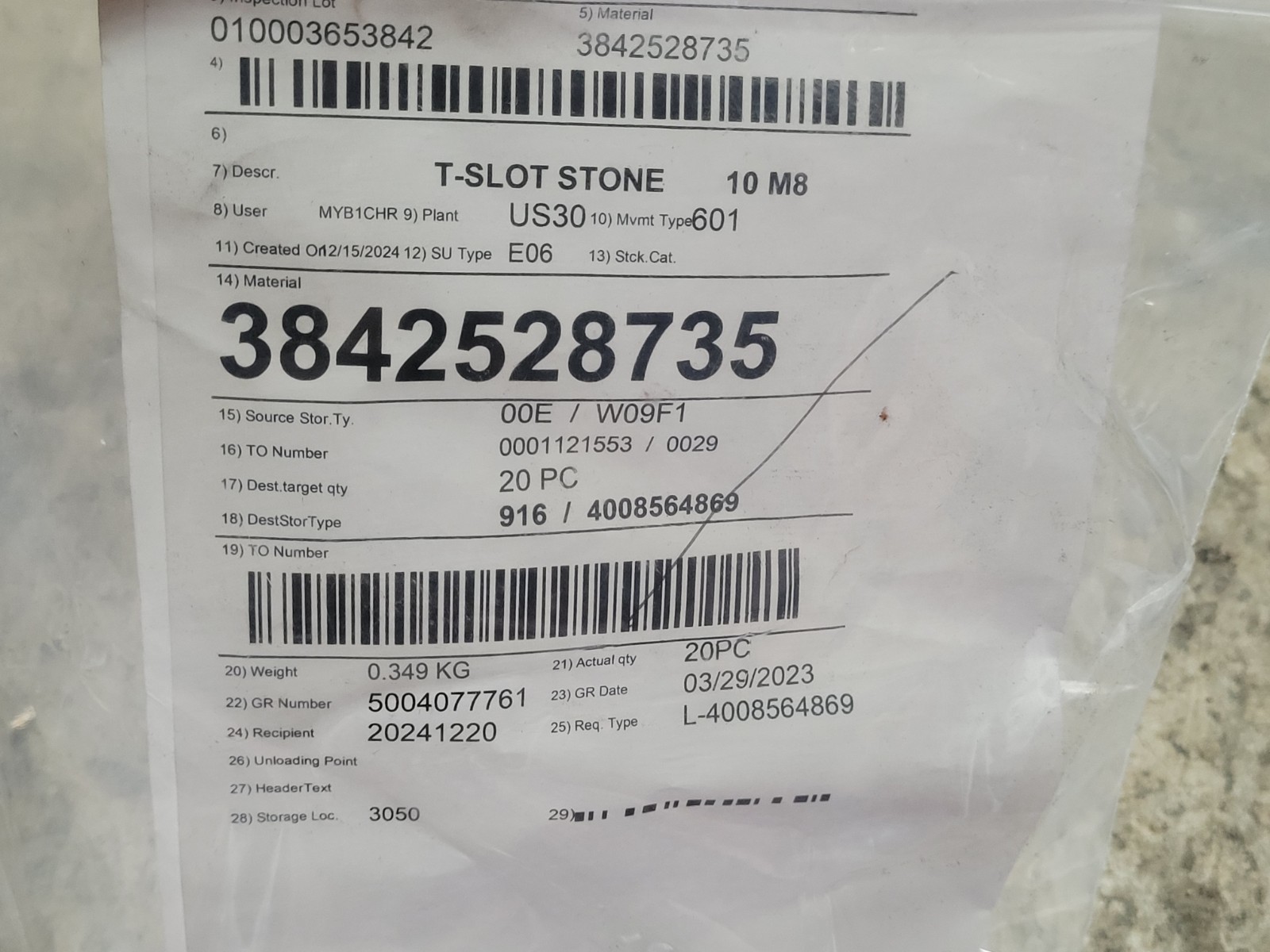 20 Pieces Bosch Rexroth 3842528735 T-Slot Stone 10 M8