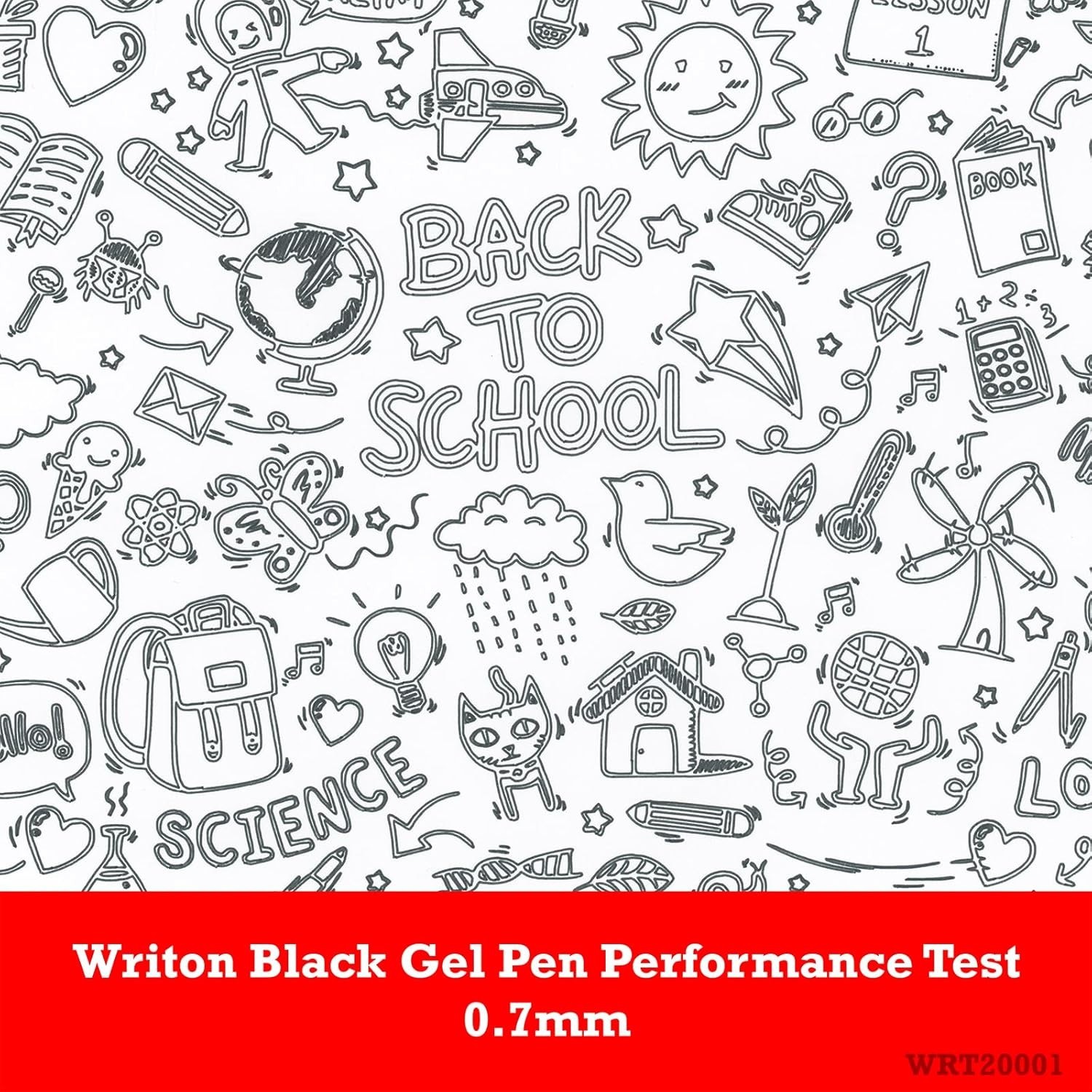 Writon Retractable Gel Pens, Comfort Grip, 0.7mm Fine Point, Black Ink, 12 Pack